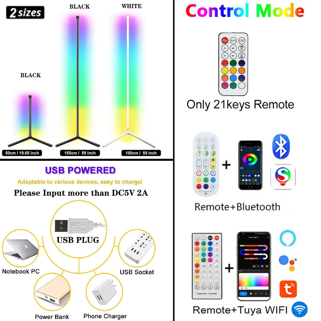 Minimalist Elegance: Smart Corner LED Floor Lamp with Adjustable Color Temperatures and Voice Control Integration