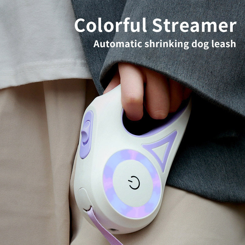 Retractable Dog Leash with Collar - Automatic Spotlight Pet Traction Rope for Small & Medium Dogs